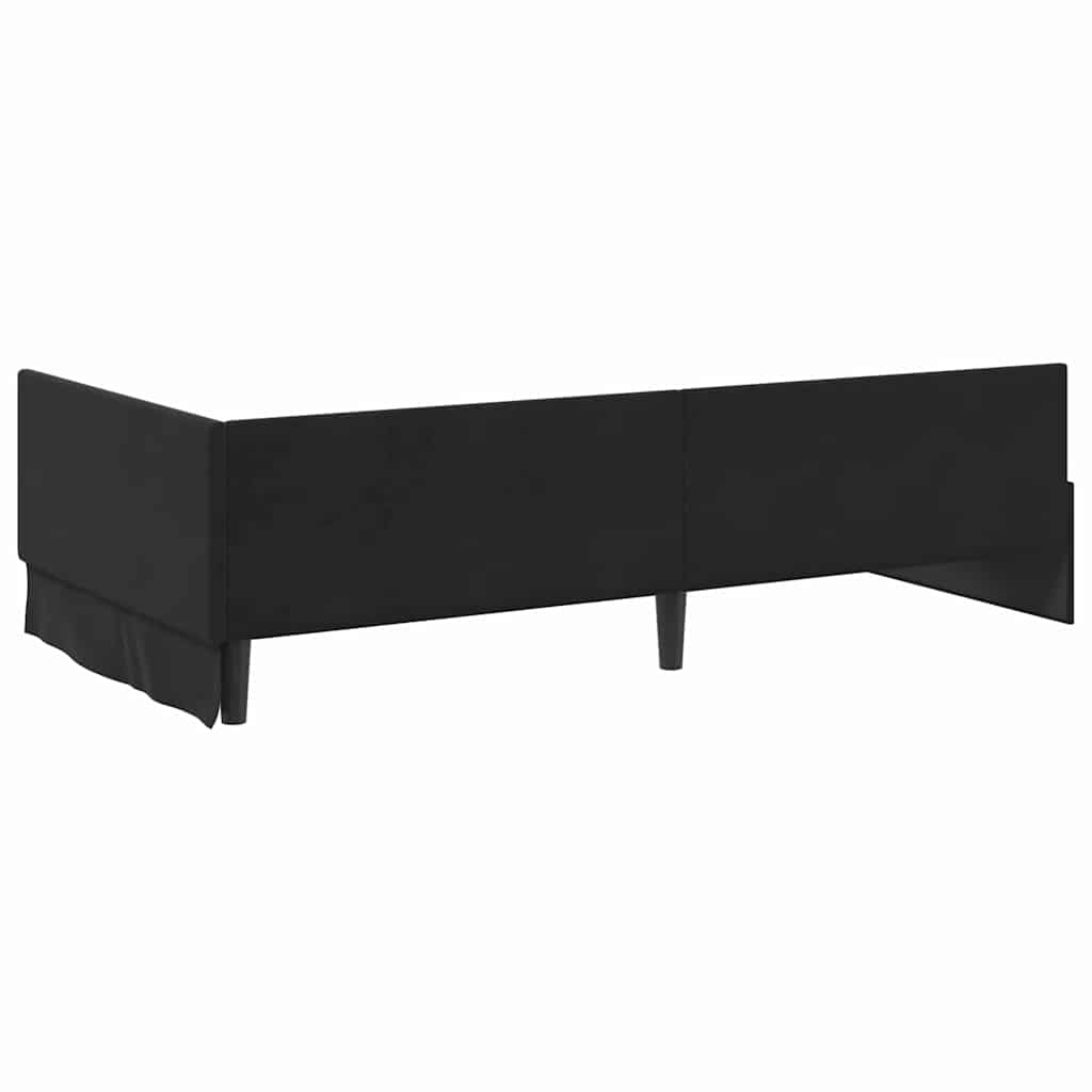Hoekbedframe met hoofdeinde Zwart 90 cm x 190 cm Fluweel