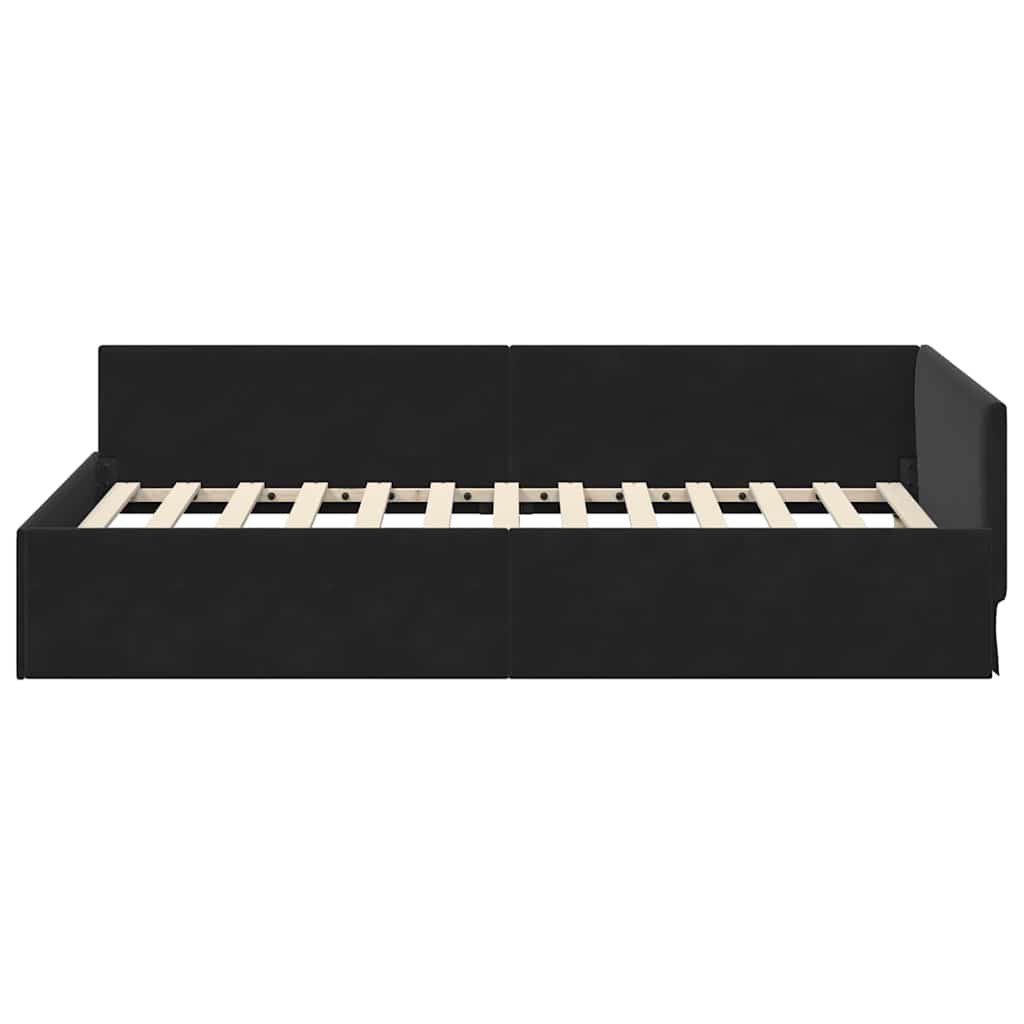 Hoekbedframe met hoofdeinde Zwart 90 cm x 190 cm Fluweel