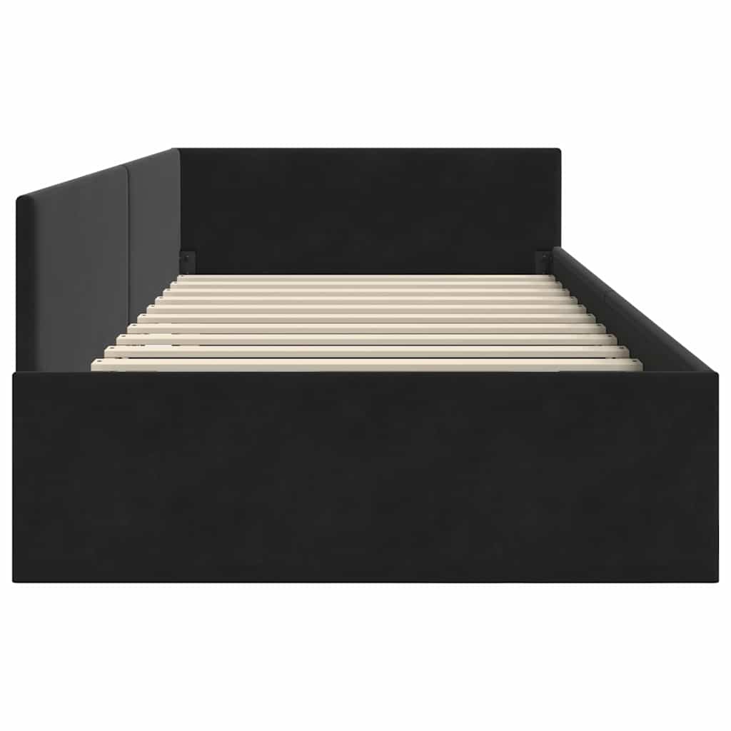 Hoekbedframe met hoofdeinde Zwart 90 cm x 190 cm Fluweel
