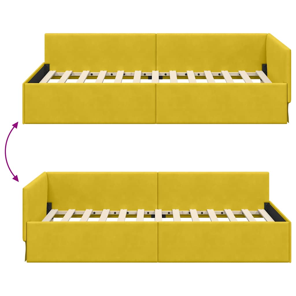 Hoekbedframe met hoofdeinde Geel 90 cm x 190 cm Fluweel is nu te koop bij PeponiXL, paradijselijk wonen!