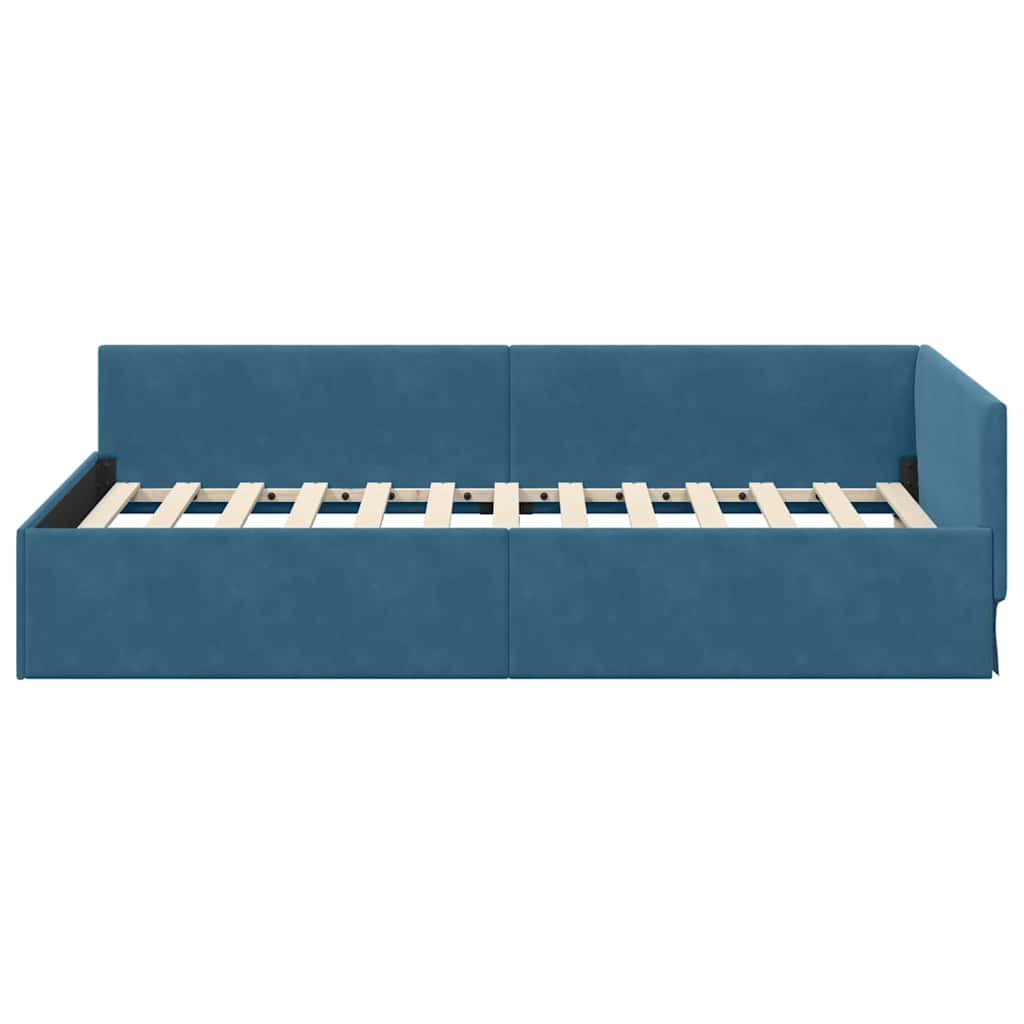 Hoekbedframe met hoofdeinde Blauw 90 cm x 200 cm Fluweel is nu te koop bij PeponiXL, paradijselijk wonen!
