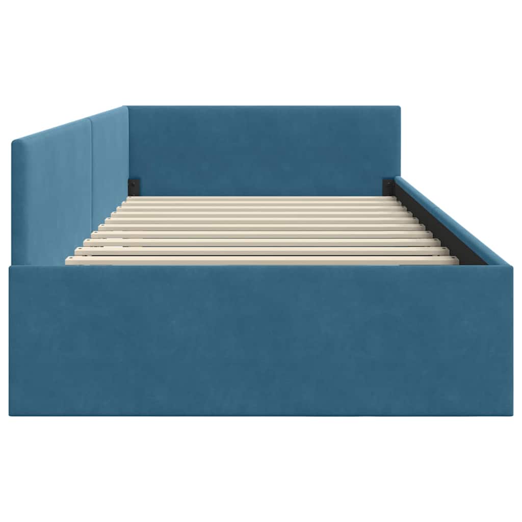 Hoekbedframe met hoofdeinde Blauw 90 cm x 200 cm Fluweel is nu te koop bij PeponiXL, paradijselijk wonen!