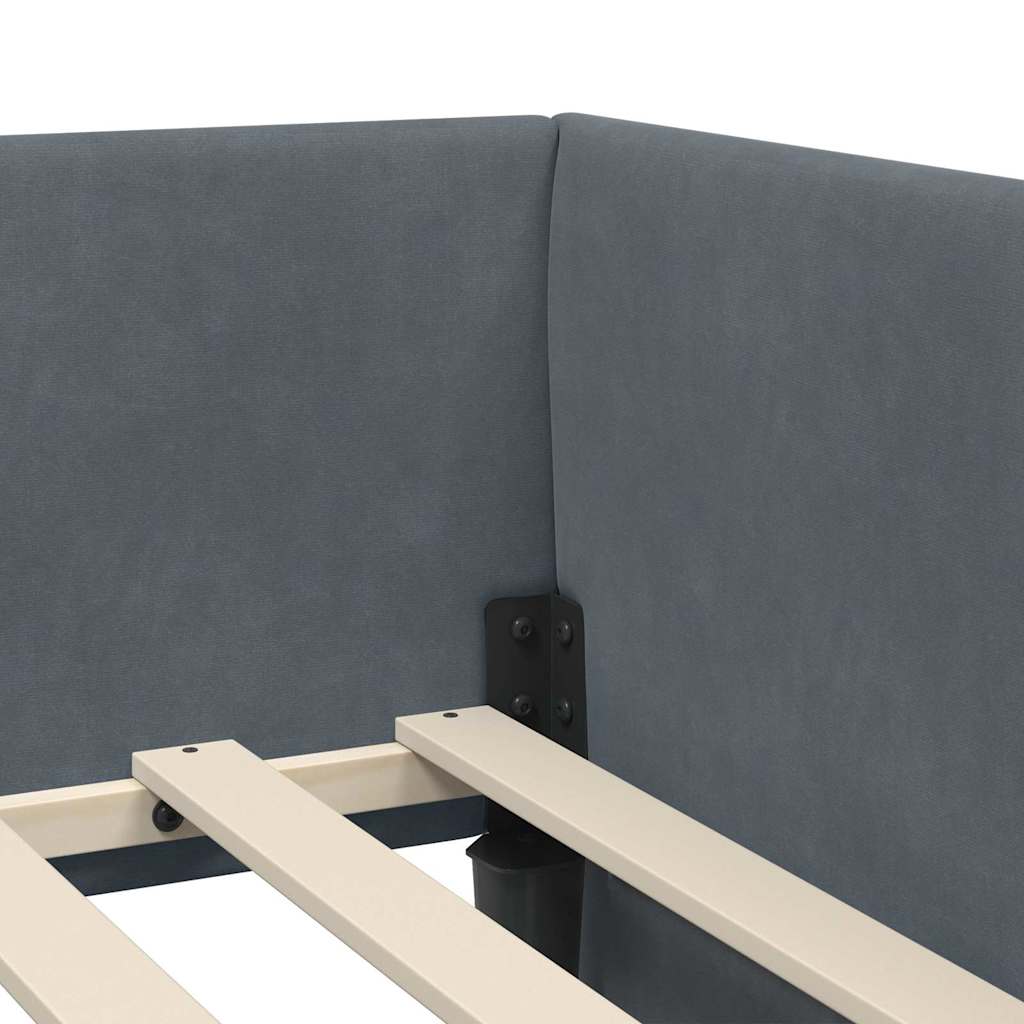 Hoekbedframe met hoofdeinde Donkergrijs 90 cm x 200 cm Fluweel is nu te koop bij PeponiXL, paradijselijk wonen!