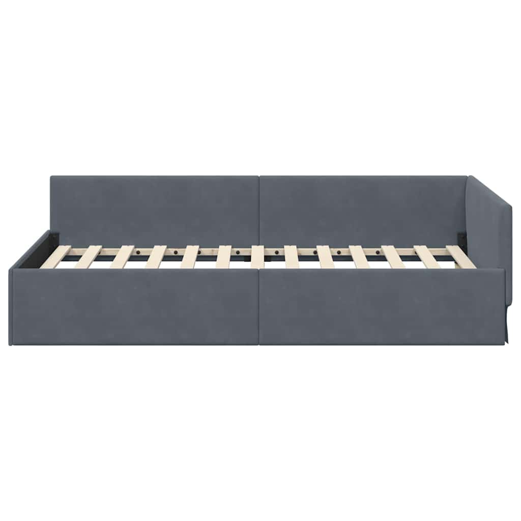 Hoekbedframe met hoofdeinde Donkergrijs 90 cm x 200 cm Fluweel is nu te koop bij PeponiXL, paradijselijk wonen!