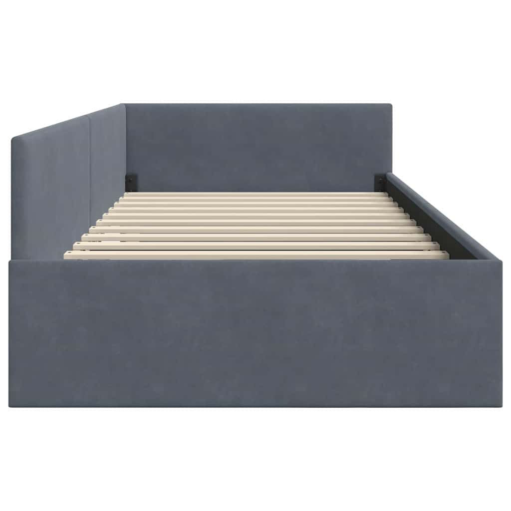 Hoekbedframe met hoofdeinde Donkergrijs 90 cm x 200 cm Fluweel is nu te koop bij PeponiXL, paradijselijk wonen!