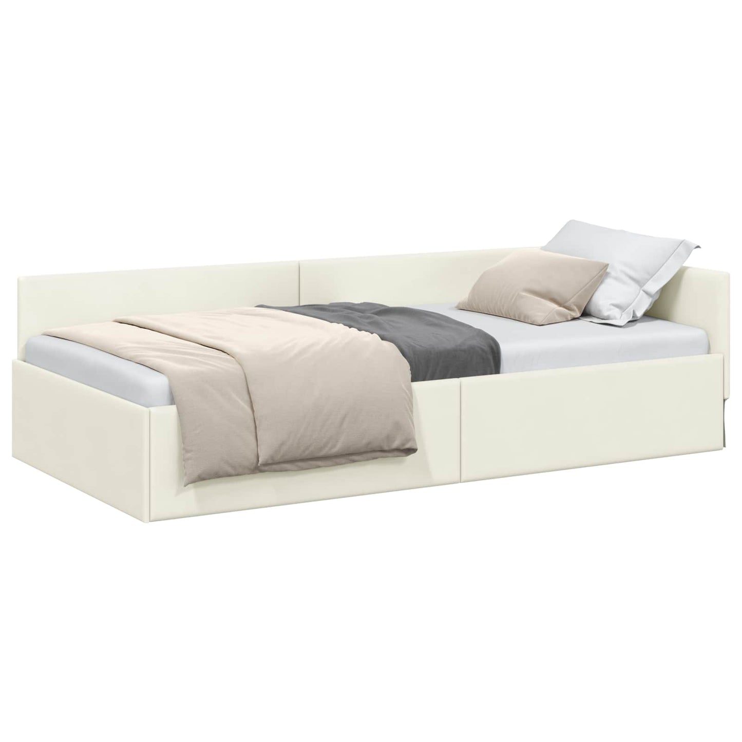 Hoekbedframe met hoofdeinde Crème 90 cm x 200 cm Fluweel