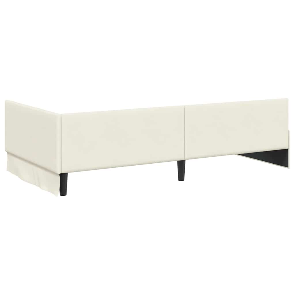 Hoekbedframe met hoofdeinde Crème 90 cm x 200 cm Fluweel