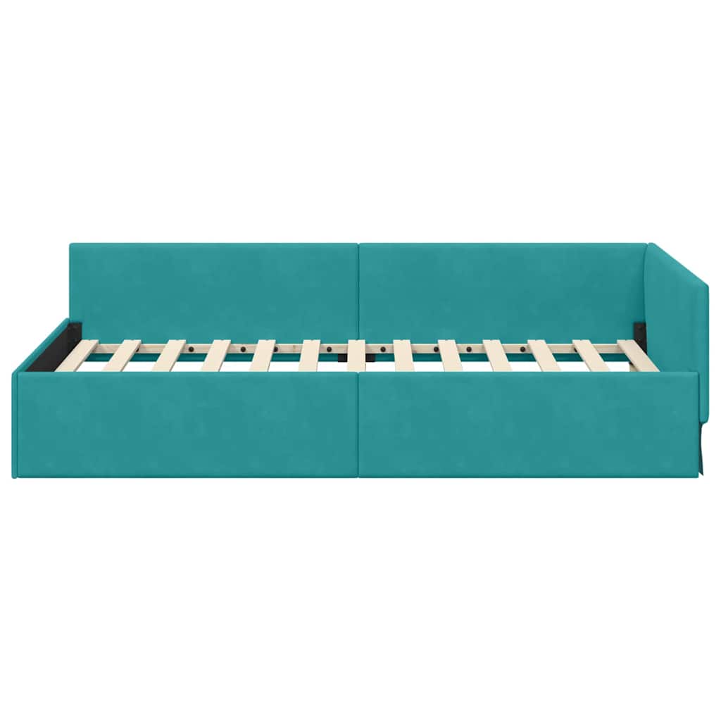 Hoekbedframe met hoofdeinde Turquoise 90 cm x 200 cm Fluweel is nu te koop bij PeponiXL, paradijselijk wonen!