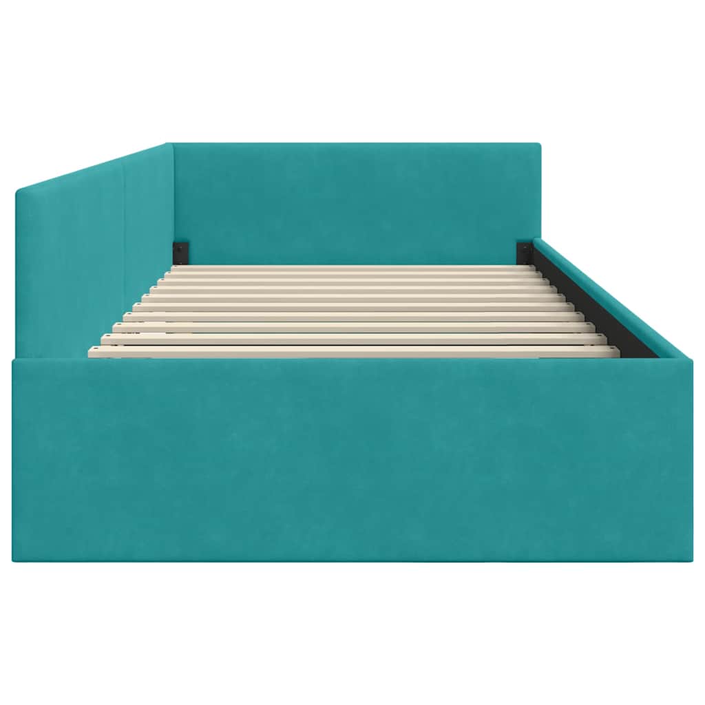Hoekbedframe met hoofdeinde Turquoise 90 cm x 200 cm Fluweel is nu te koop bij PeponiXL, paradijselijk wonen!