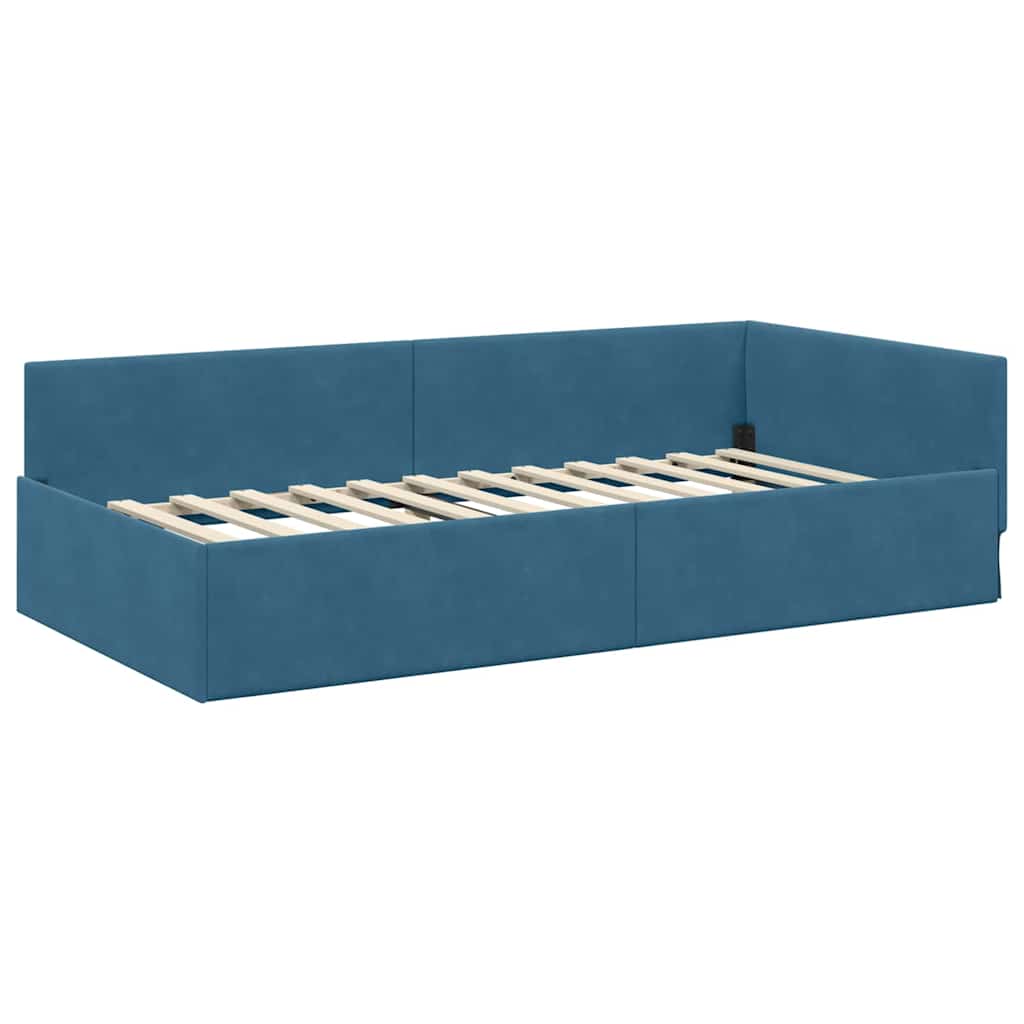 Hoekbedframe met hoofdeinde Blauw 100 cm x 200 cm Fluweel is nu te koop bij PeponiXL, paradijselijk wonen!