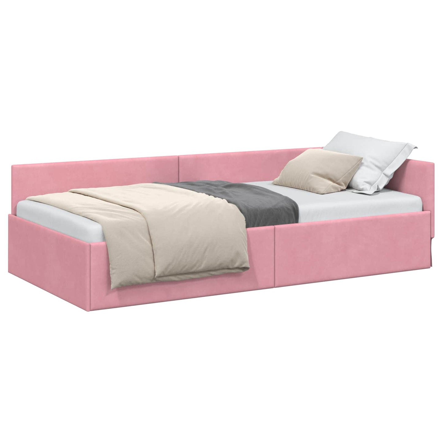 Hoekbedframe met hoofdeinde Roze 100 cm x 200 cm Fluweel