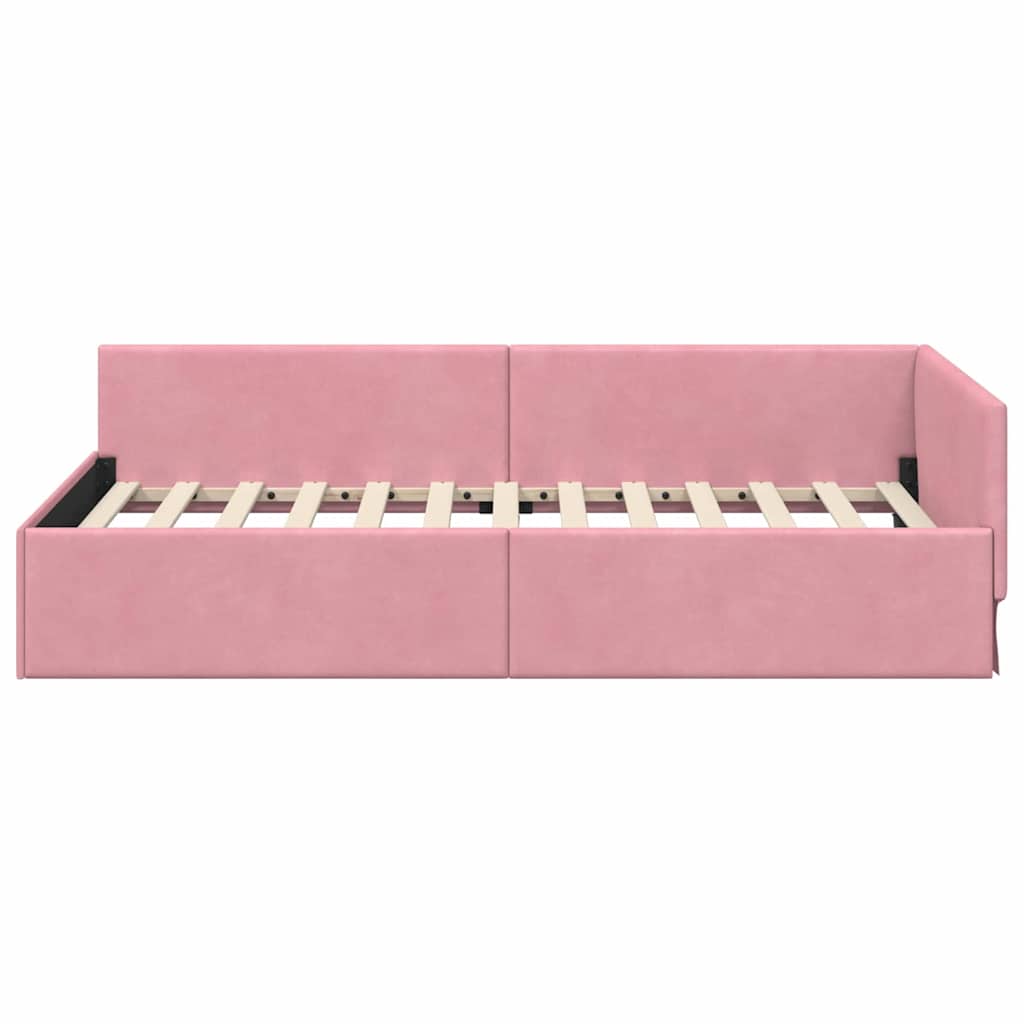 Hoekbedframe met hoofdeinde Roze 100 cm x 200 cm Fluweel