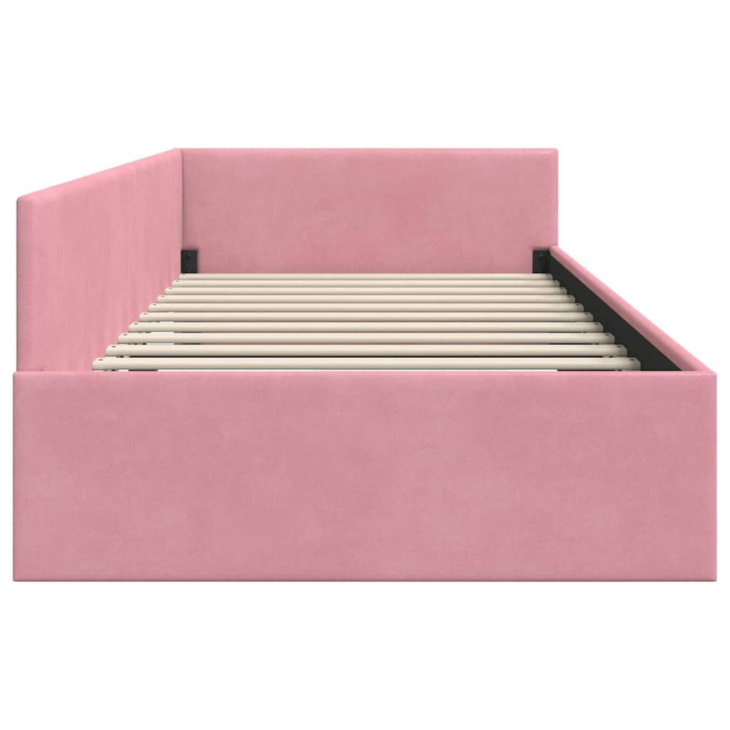 Hoekbedframe met hoofdeinde Roze 100 cm x 200 cm Fluweel