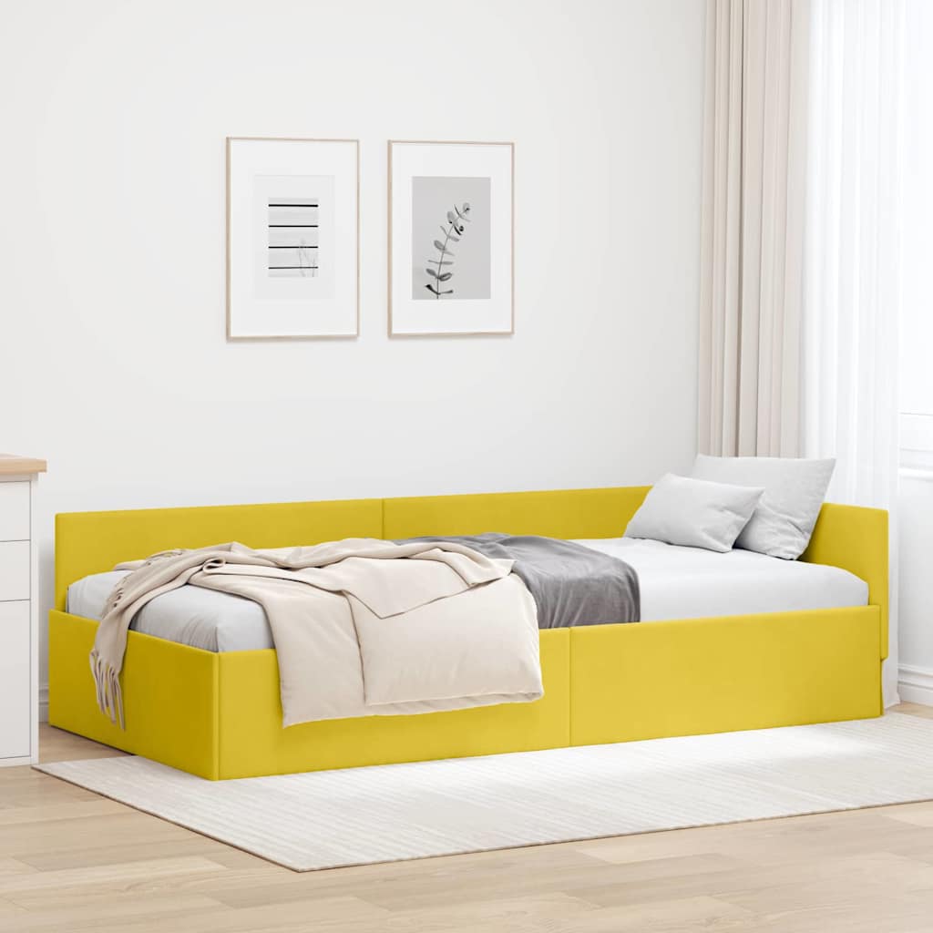 Hoekbedframe met hoofdeinde Geel 100 cm x 200 cm Fluweel is nu te koop bij PeponiXL, paradijselijk wonen!