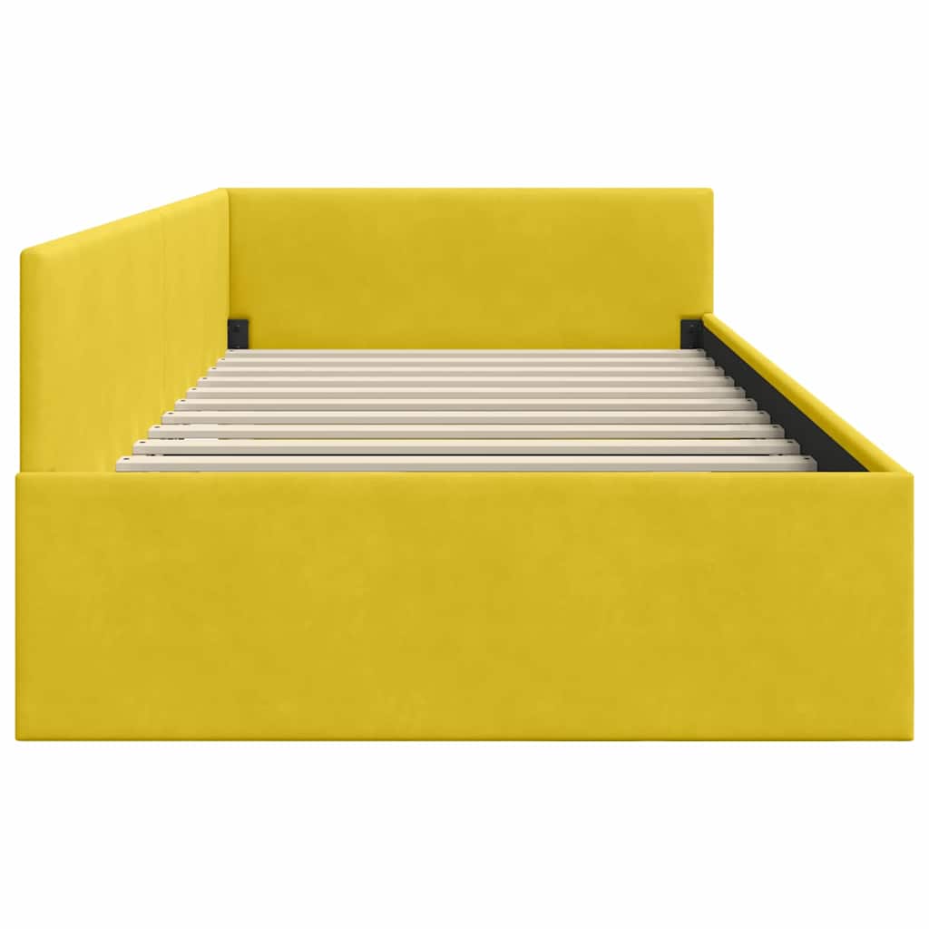 Hoekbedframe met hoofdeinde Geel 100 cm x 200 cm Fluweel is nu te koop bij PeponiXL, paradijselijk wonen!