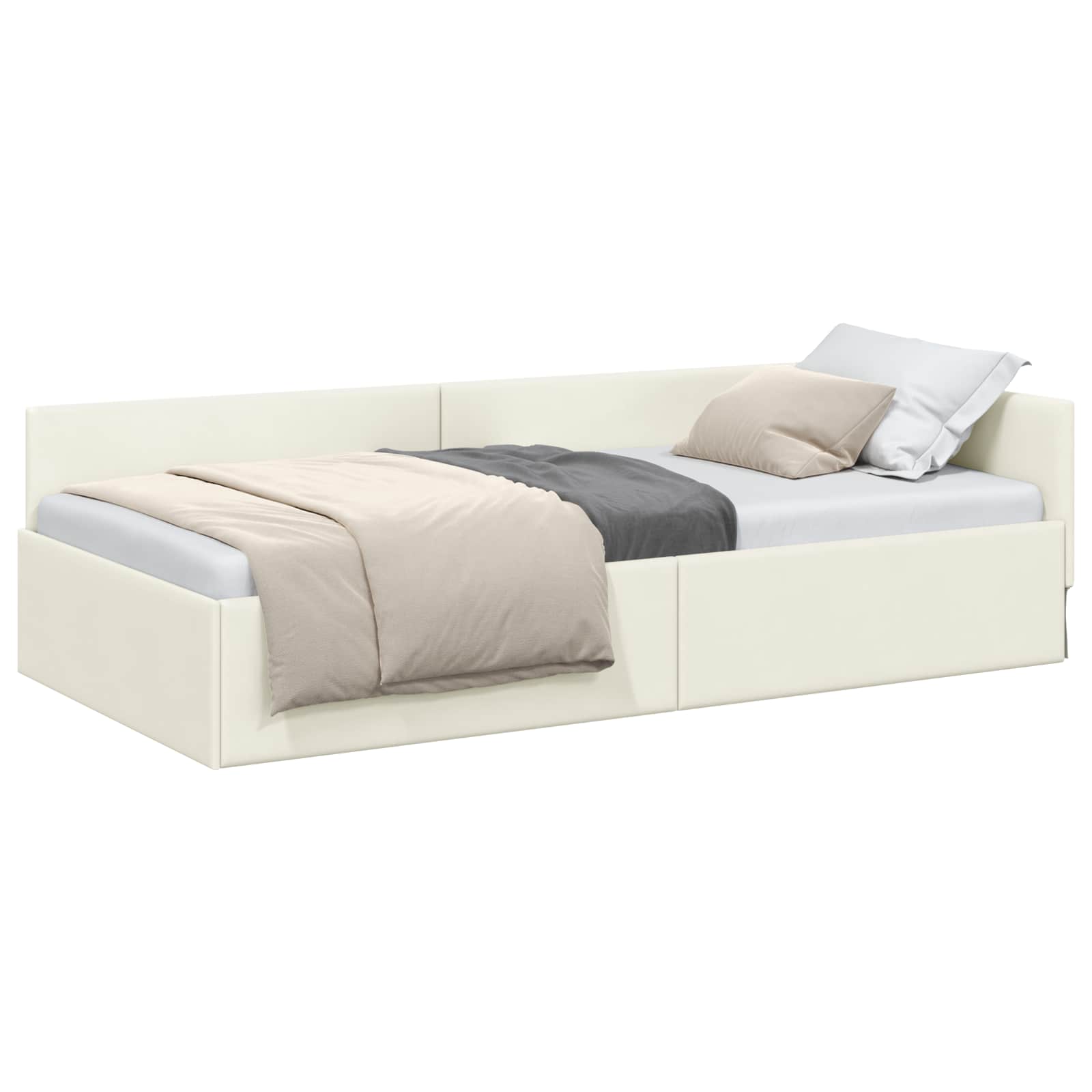 Hoekbedframe met hoofdeinde Crème 100 cm x 200 cm Fluweel is nu te koop bij PeponiXL, paradijselijk wonen!
