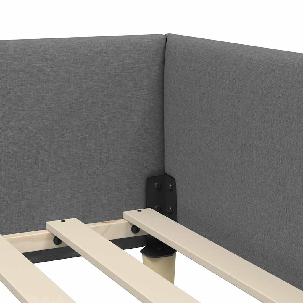 Hoekbedframe Donkergrijs 80 x 200 cm Stof is nu te koop bij PeponiXL, paradijselijk wonen!