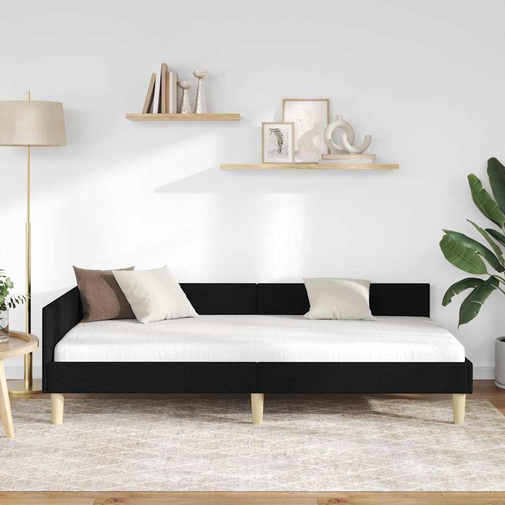 Hoekbedframe Zwart 80 x 200 cm Stof is nu te koop bij PeponiXL, paradijselijk wonen!