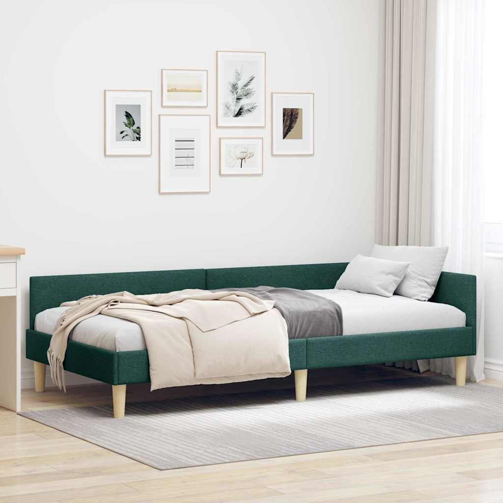 Hoekbedframe Donkergroen 80 x 200 cm Stof is nu te koop bij PeponiXL, paradijselijk wonen!