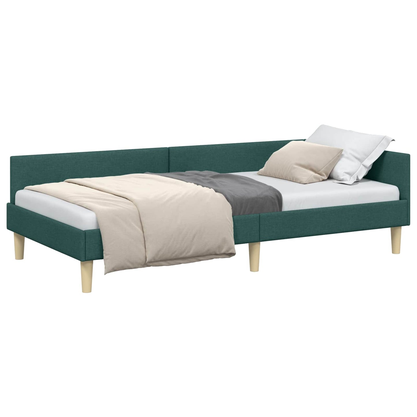 Hoekbedframe Donkergroen 80 x 200 cm Stof is nu te koop bij PeponiXL, paradijselijk wonen!