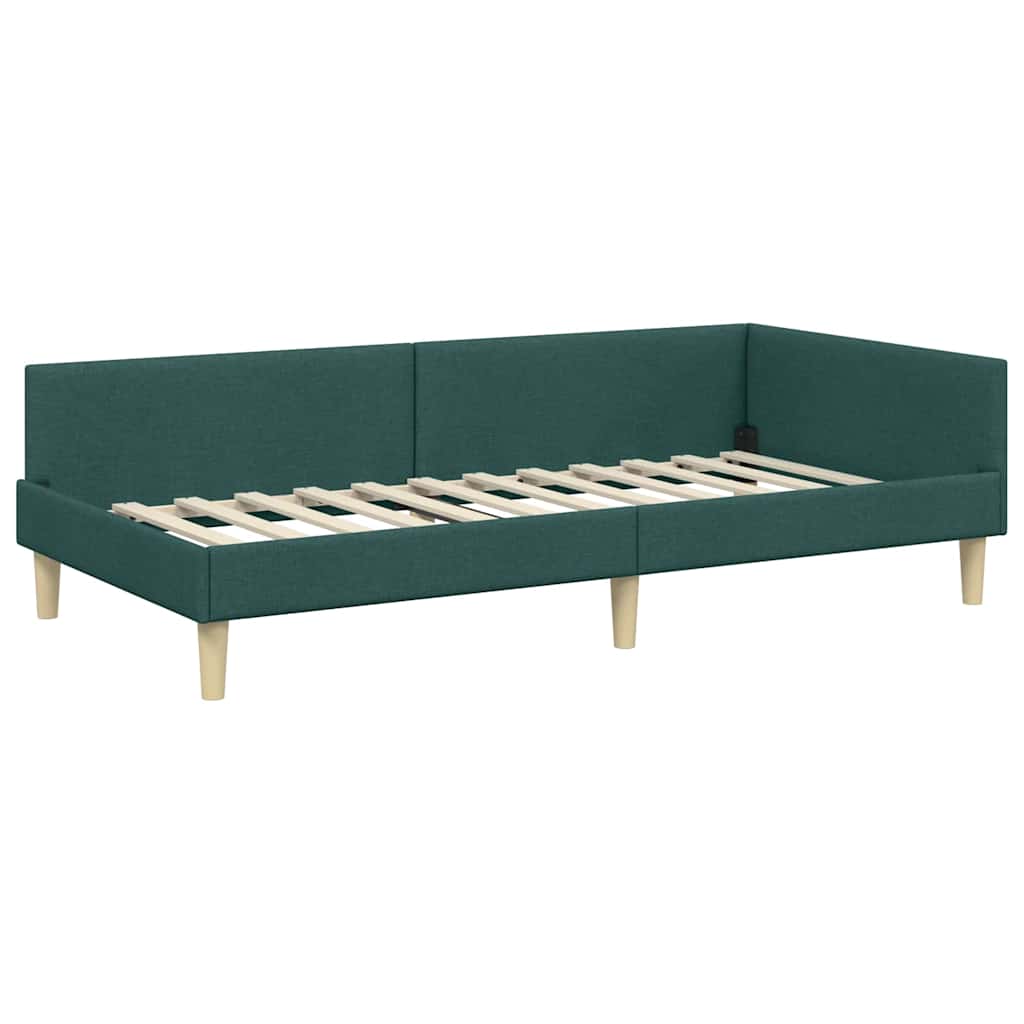 Hoekbedframe Donkergroen 80 x 200 cm Stof is nu te koop bij PeponiXL, paradijselijk wonen!