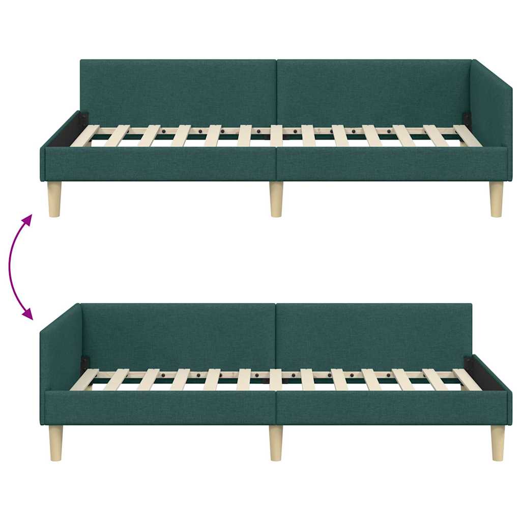 Hoekbedframe Donkergroen 80 x 200 cm Stof is nu te koop bij PeponiXL, paradijselijk wonen!