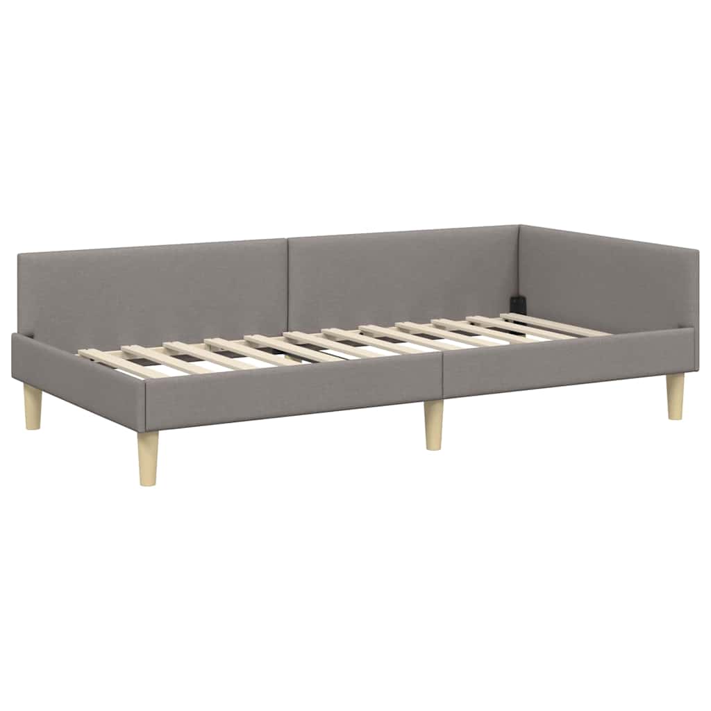Hoekbedframe met hoofdeinde Taupe 80 x 200 cm Stof is nu te koop bij PeponiXL, paradijselijk wonen!