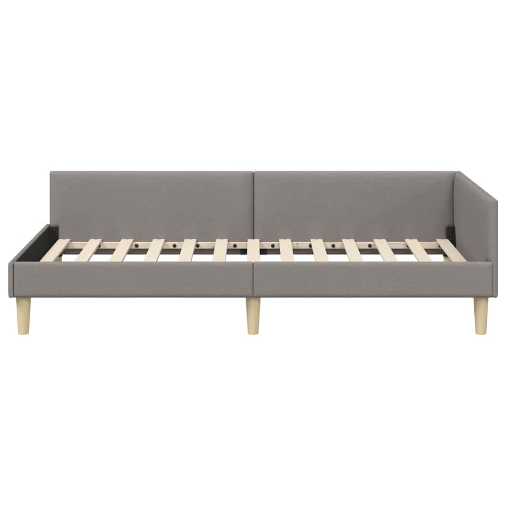Hoekbedframe met hoofdeinde Taupe 80 x 200 cm Stof is nu te koop bij PeponiXL, paradijselijk wonen!