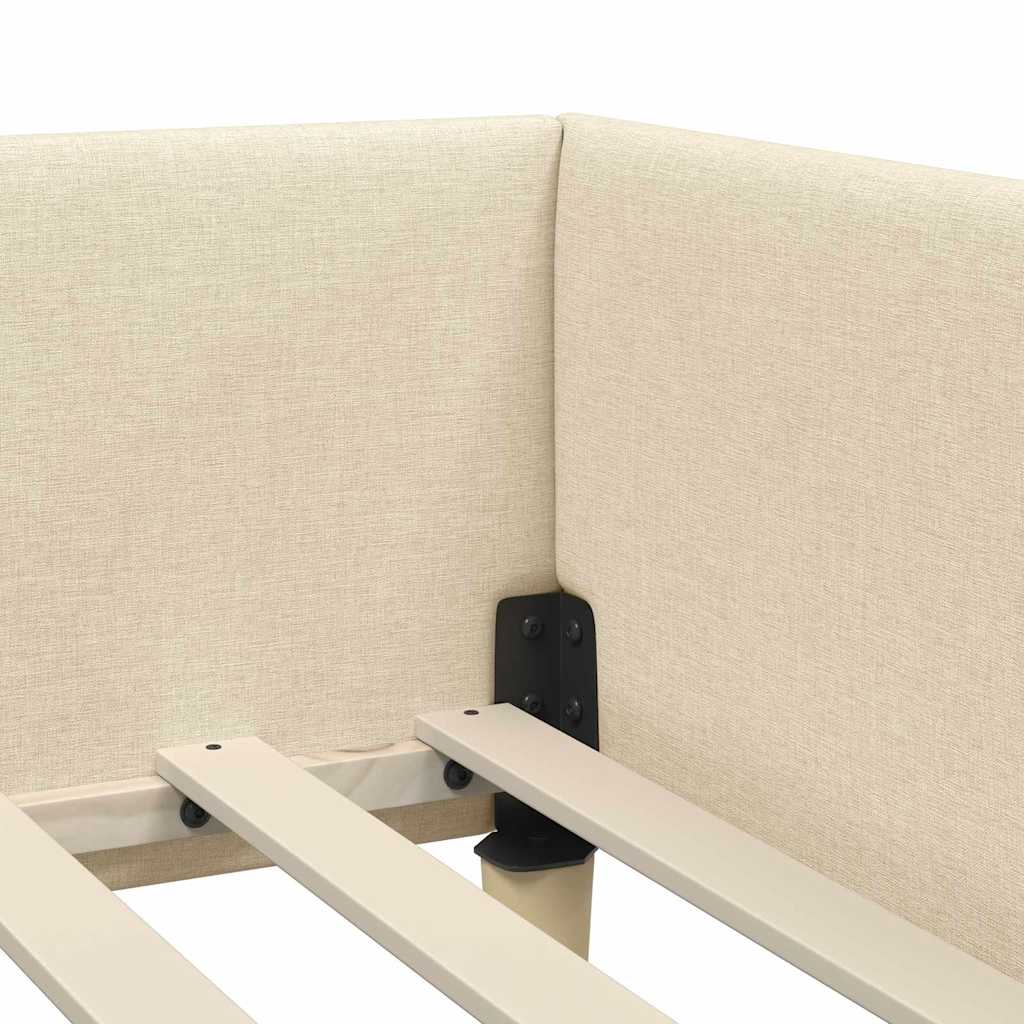 Hoekbedframe met hoofdeinde Crème 80 x 200 cm Stof is nu te koop bij PeponiXL, paradijselijk wonen!