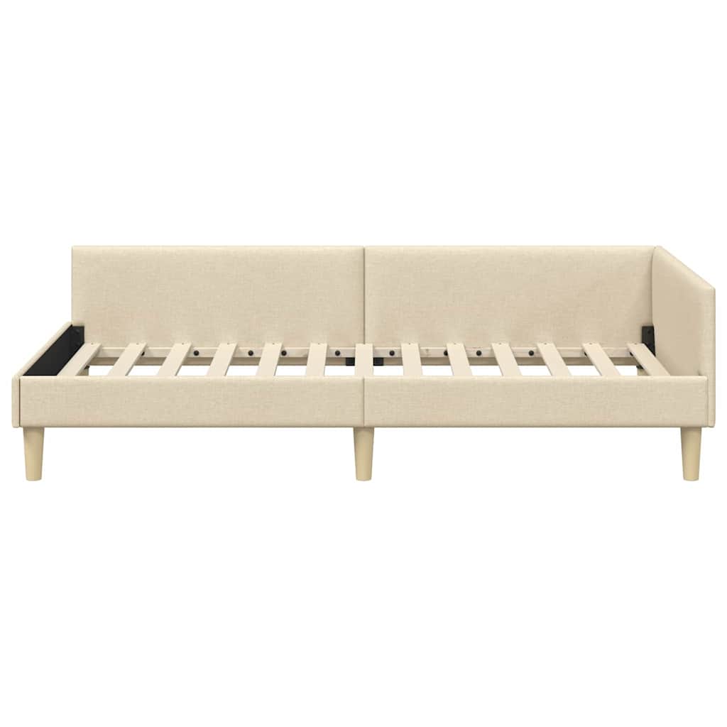 Hoekbedframe met hoofdeinde Crème 80 x 200 cm Stof is nu te koop bij PeponiXL, paradijselijk wonen!