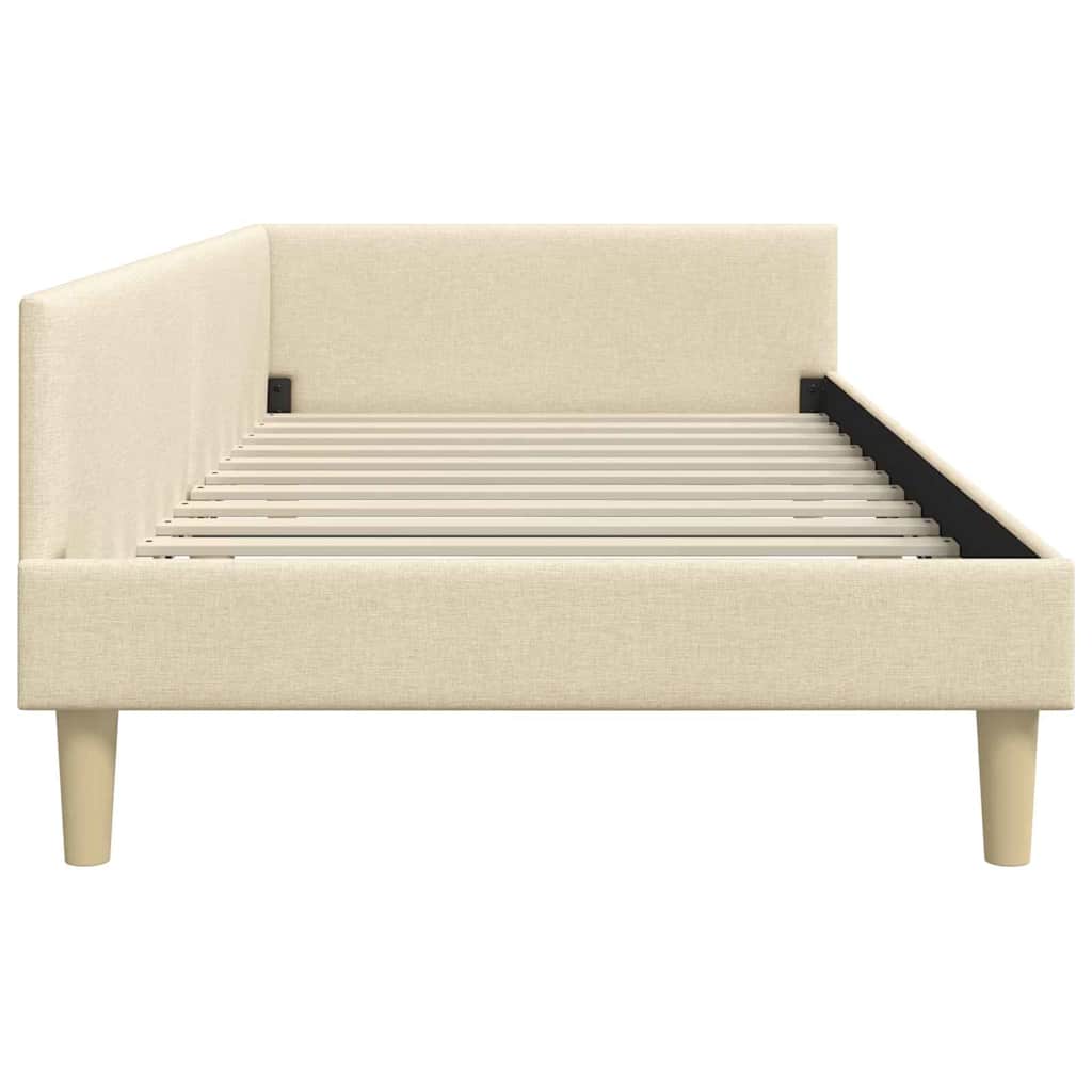 Hoekbedframe met hoofdeinde Crème 80 x 200 cm Stof is nu te koop bij PeponiXL, paradijselijk wonen!