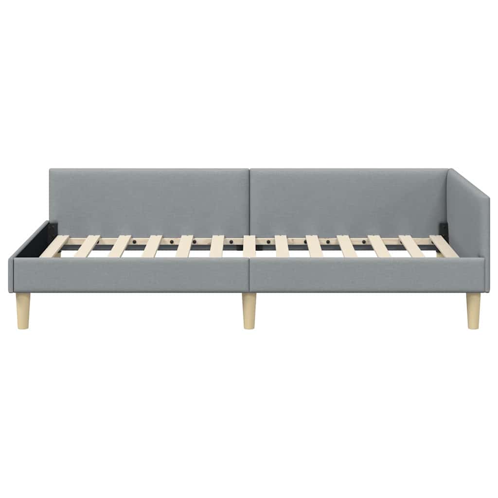 Hoekbedframe Lichtgrijs 90 x 190 cm Stof is nu te koop bij PeponiXL, paradijselijk wonen!