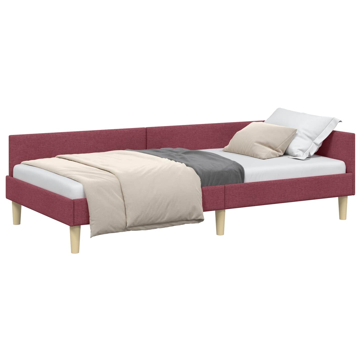 Hoekbedframe Wijnrood 90 x 190 cm Stof is nu te koop bij PeponiXL, paradijselijk wonen!