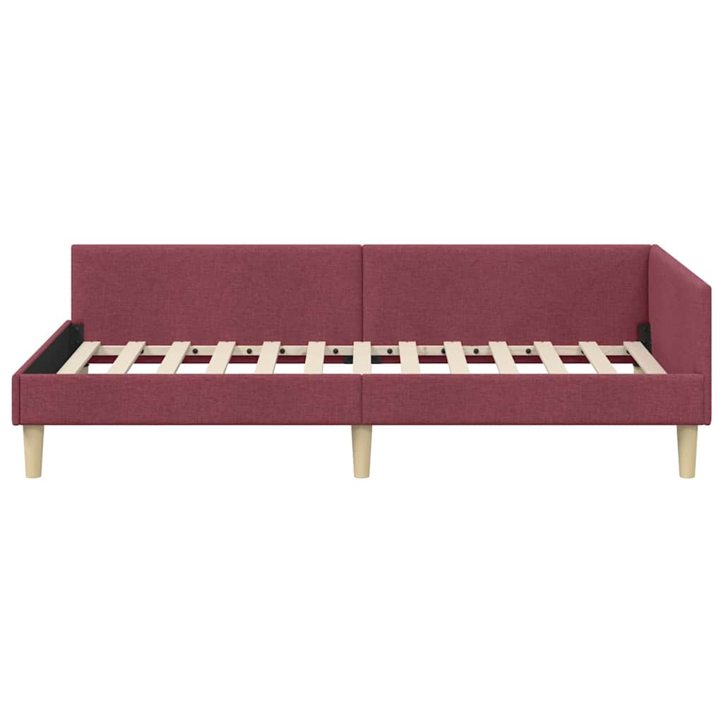 Hoekbedframe Wijnrood 90 x 190 cm Stof is nu te koop bij PeponiXL, paradijselijk wonen!