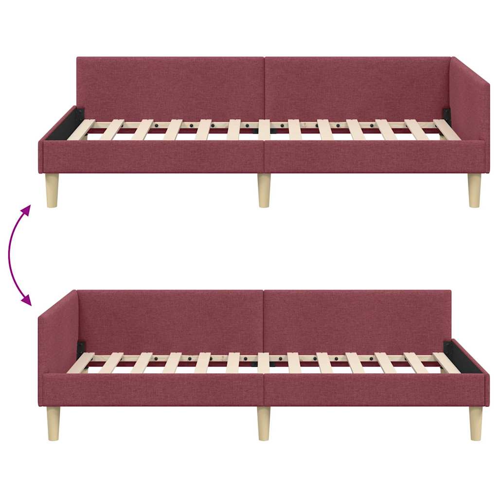 Hoekbedframe Wijnrood 90 x 190 cm Stof is nu te koop bij PeponiXL, paradijselijk wonen!