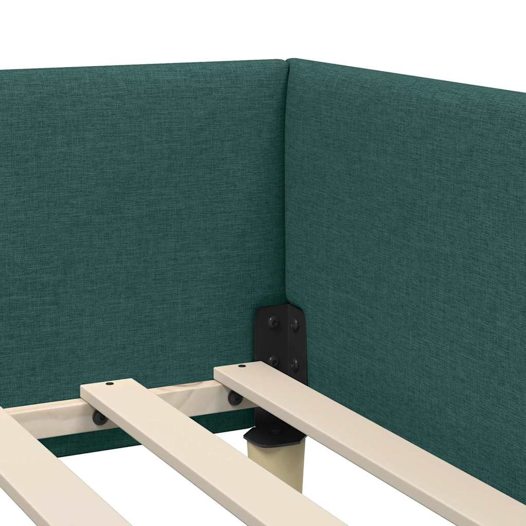 Hoekbedframe Donkergroen 90 x 190 cm Stof is nu te koop bij PeponiXL, paradijselijk wonen!