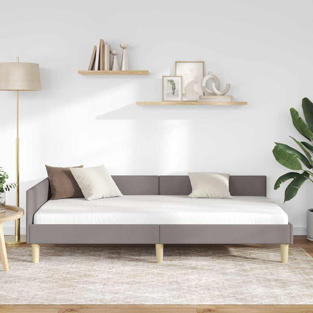 Hoekbedframe Taupe 90 x 190 cm Stof is nu te koop bij PeponiXL, paradijselijk wonen!