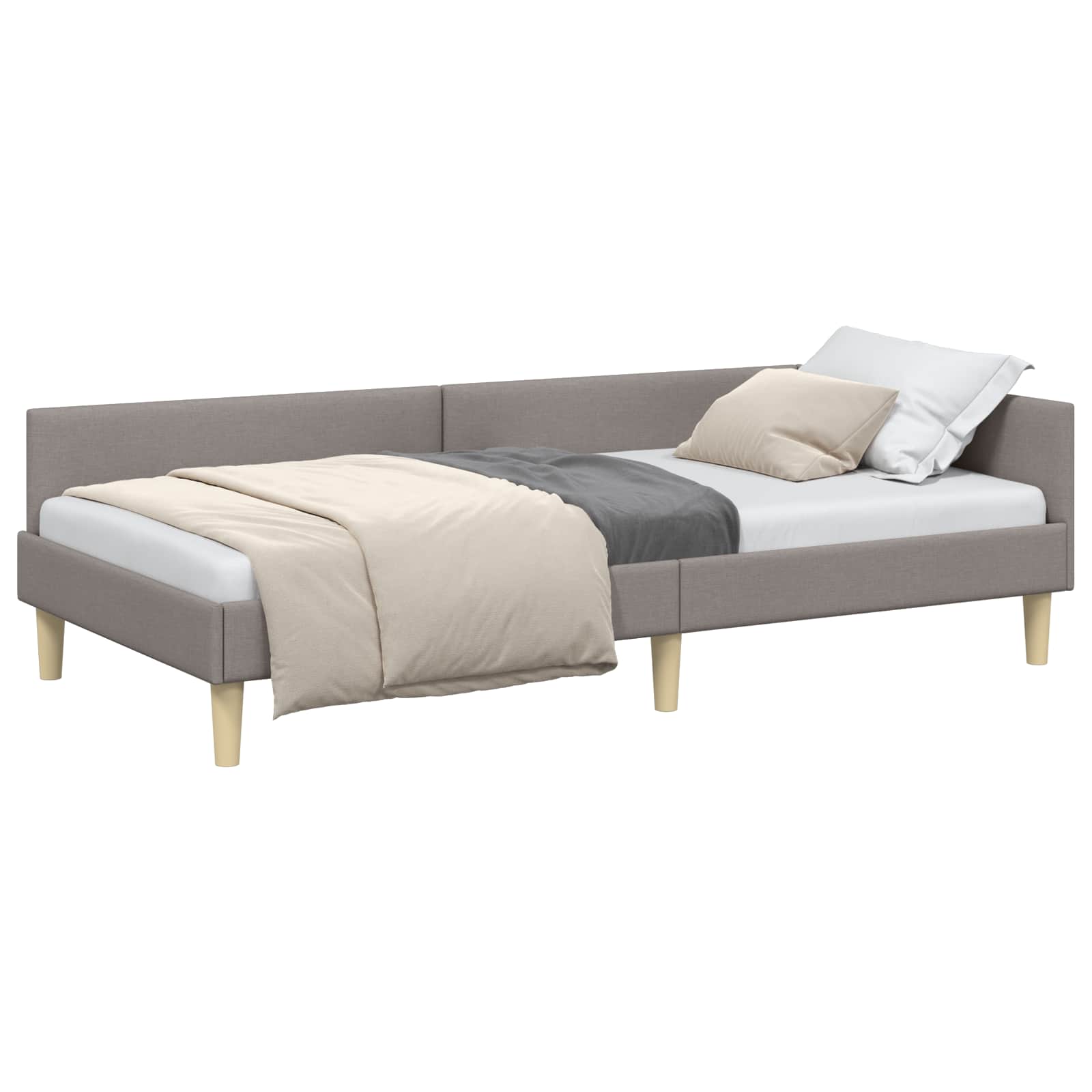 Hoekbedframe Taupe 90 x 190 cm Stof is nu te koop bij PeponiXL, paradijselijk wonen!
