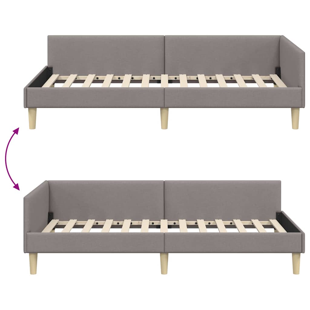 Hoekbedframe Taupe 90 x 190 cm Stof is nu te koop bij PeponiXL, paradijselijk wonen!