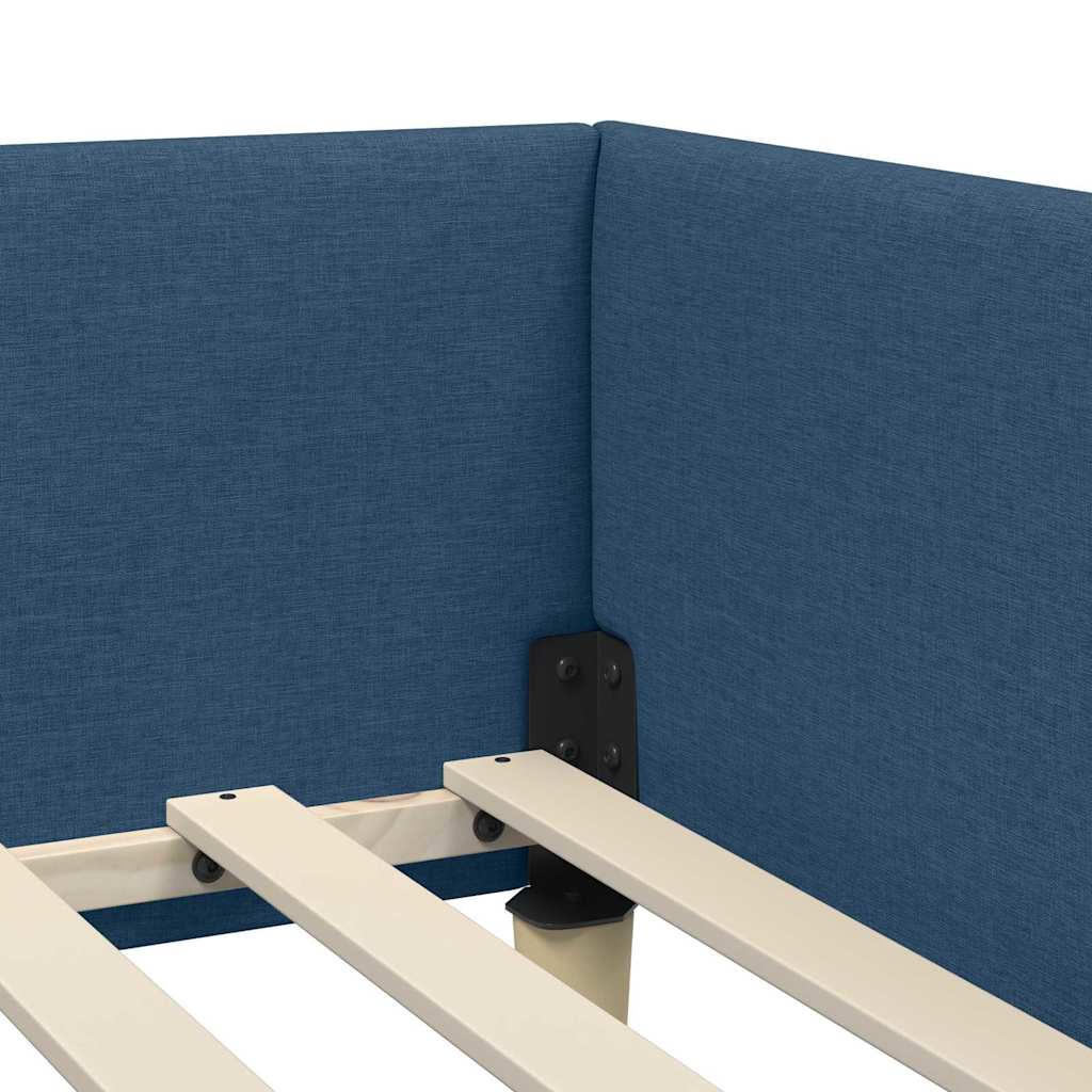 Hoekbedframe met hoofdeinde Blauw 90 x 190 cm Stof is nu te koop bij PeponiXL, paradijselijk wonen!