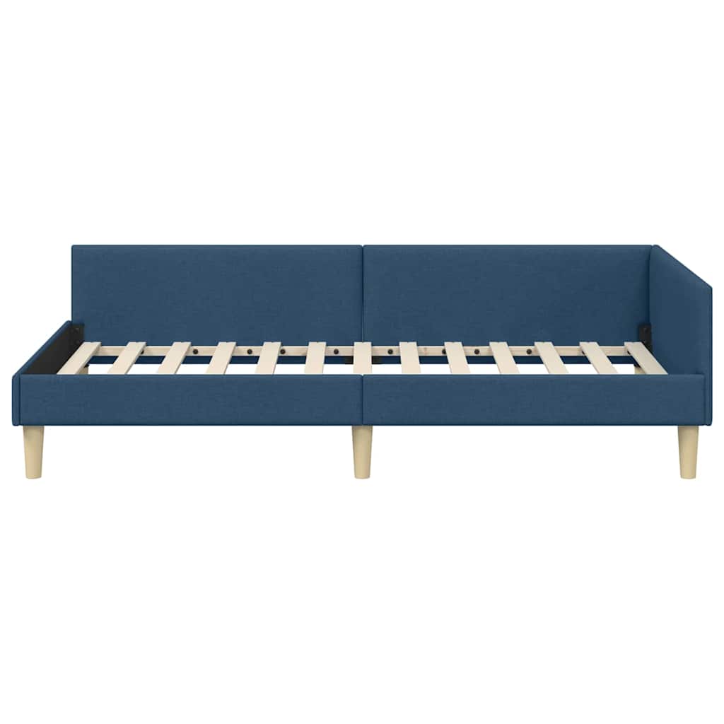 Hoekbedframe met hoofdeinde Blauw 90 x 190 cm Stof is nu te koop bij PeponiXL, paradijselijk wonen!
