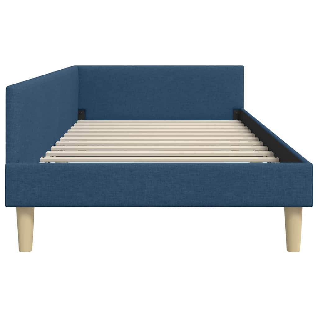 Hoekbedframe met hoofdeinde Blauw 90 x 190 cm Stof is nu te koop bij PeponiXL, paradijselijk wonen!