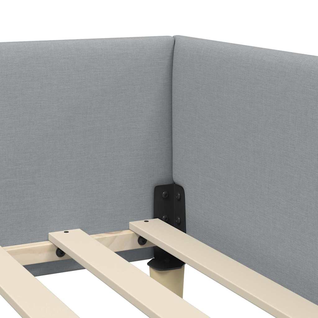 Hoekbedframe met hoofdeinde Lichtgrijs 90 x 200 cm Stof is nu te koop bij PeponiXL, paradijselijk wonen!