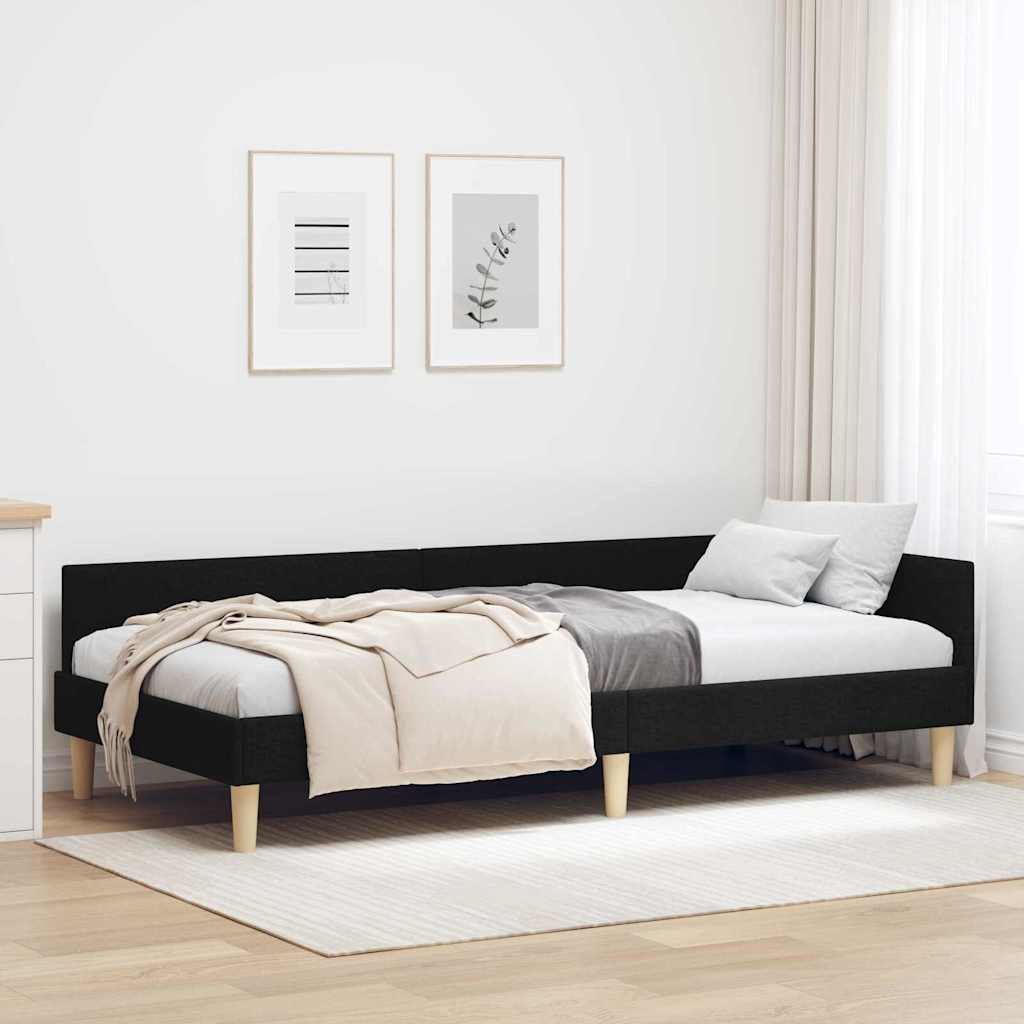 Hoekbedframe Zwart 90 x 200 cm Stof is nu te koop bij PeponiXL, paradijselijk wonen!