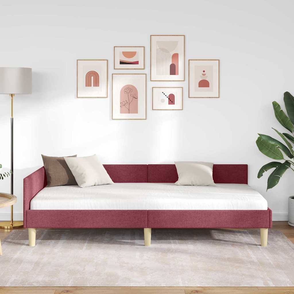 Hoekbedframe Wijnrood 90 x 200 cm Stof is nu te koop bij PeponiXL, paradijselijk wonen!