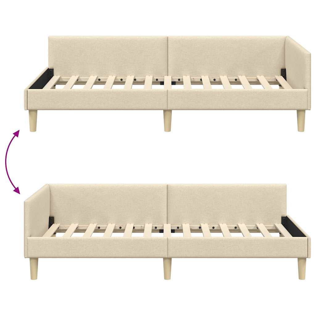 Hoekbedframe met hoofdeinde Crème 90 x 200 cm Stof is nu te koop bij PeponiXL, paradijselijk wonen!