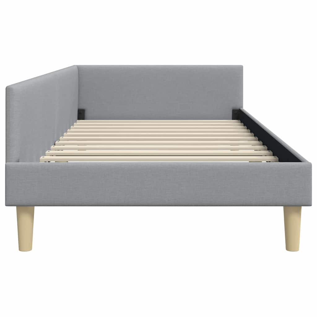 Hoekbedframe Lichtgrijs 100 x 200 cm Stof is nu te koop bij PeponiXL, paradijselijk wonen!