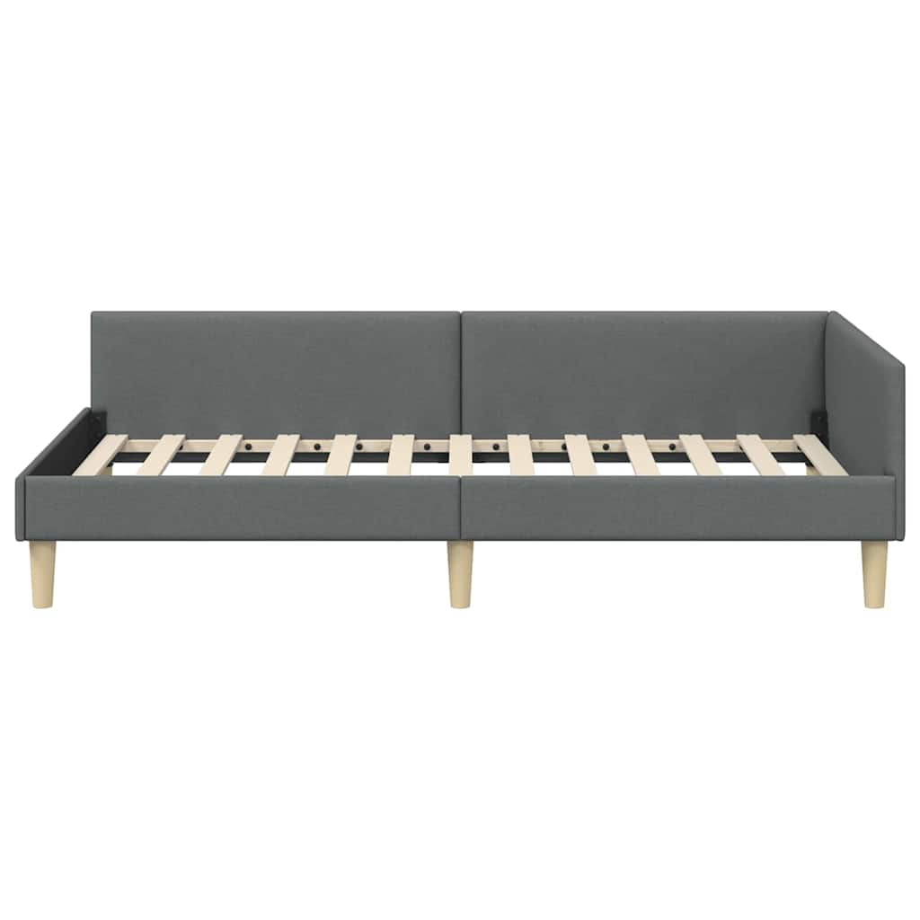 Hoekbedframe met hoofdeinde Donkergrijs 100 x 200 cm Stof is nu te koop bij PeponiXL, paradijselijk wonen!