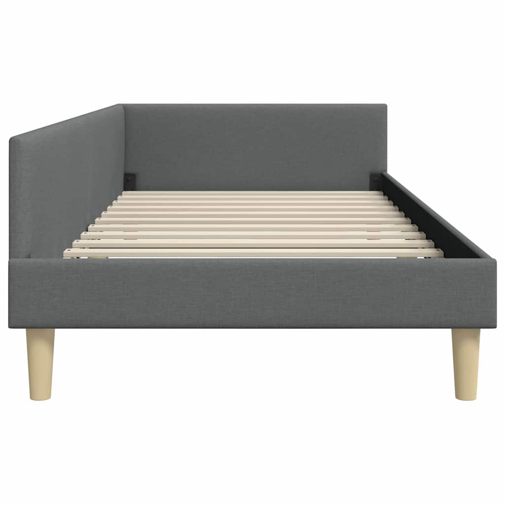 Hoekbedframe met hoofdeinde Donkergrijs 100 x 200 cm Stof is nu te koop bij PeponiXL, paradijselijk wonen!
