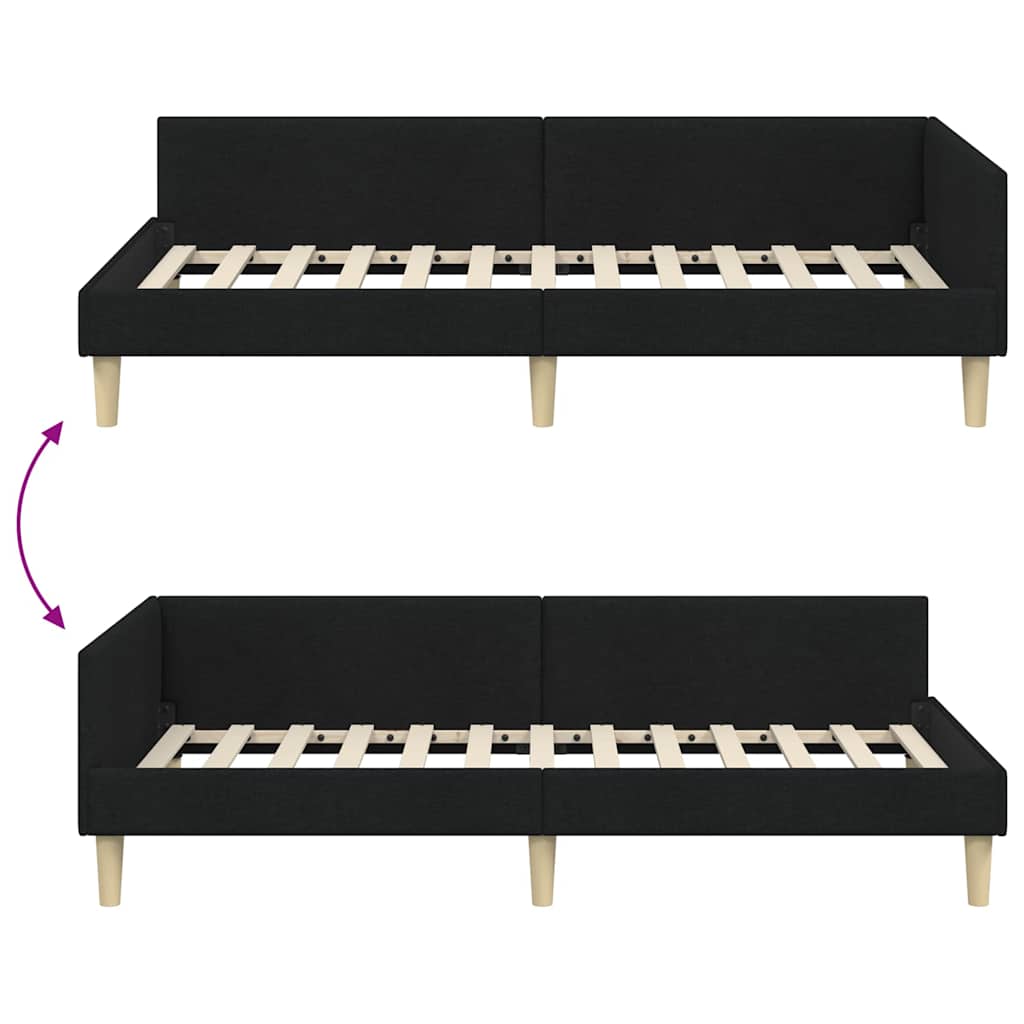 Hoekbedframe Zwart 100 x 200 cm Stof is nu te koop bij PeponiXL, paradijselijk wonen!
